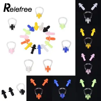 

Relefree Silicone Swimming earplug adult Waterproof swimming ear plugs Soft Swim nose clip set with case