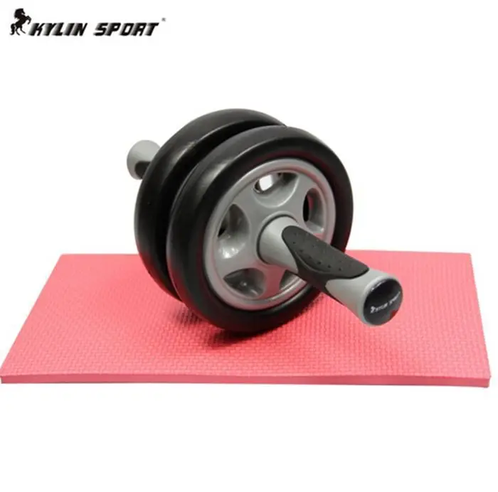2015 Wonderful No Noise Double-Wheeled Version Abdominal Wheel Ab Roller With Mat For Exercise Fitness Equipment | Спорт и