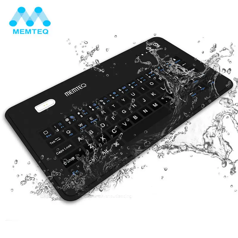 

MEMTEQ Mini Keyboard Bluetooth 3.0 Wireless Waterproof Slim Keyboard Standard PU Case Cover for IOS Android Tablet Laptop PC