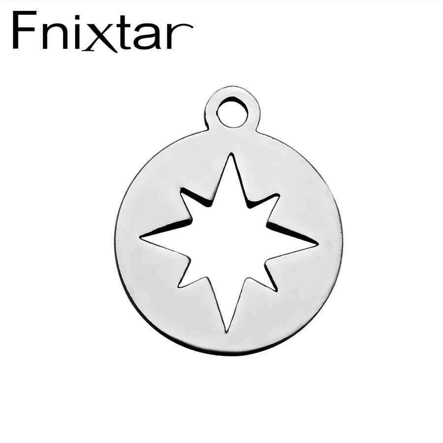 

20Pcs/Lot Fnixtar Stainless Steel Round Charm Pendant Hollow Compass Charms For Jewelry Making Handmade Jewelry Diy Accessories