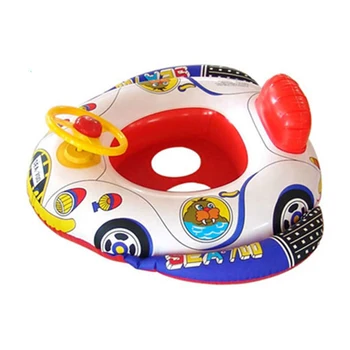 

Cute Baby Swimming Ring Pool Inflatable Float board Baby Swimming Ring Seat with Steering Wheel for Kids Swimming Random
