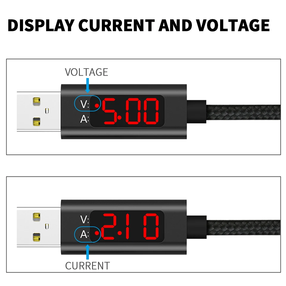 Тип передачи Быстрый зарядный кабель с светодиодный Дисплей Micro usbтелефонный 3A Зарядное устройство USB кабель с нейлоновой оплеткой прочный шнур для синхронизации данных кабель 1 м