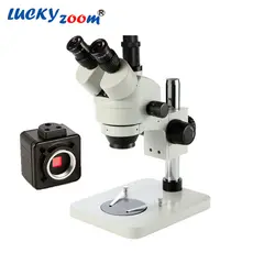 Luckyzoom Профессиональный 7X ~ 45X Тринокулярный Стерео Увеличить вертикальный зум микроскоп + 5MP CMOS usb-микроскоп Камера pcb Вырезка ремонт