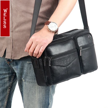 

Fashion Men's Messenger Bag Genuine Leather Shoulder Bag Famous Business Handbags Male Cow Leather Crossbody Bags Tote Briefcase