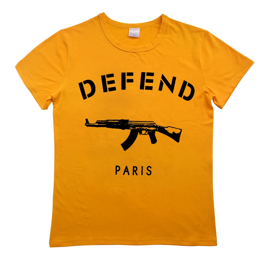 Женская футболка с принтом Defend Paris AK47 забавная Футболка для женщин топ футболки