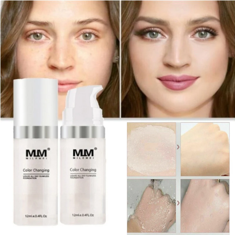 

Liquid Foundation Color Changing Cover Concealer Makeup Base Nude The Skin Color Brighten Waterproof Portable Concealer Lasting