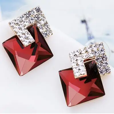 Серьги гвоздики XIYANIKE E1239 женские большие квадратные стеклянные украшения 5