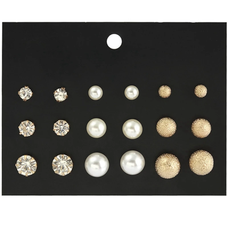 Трендовые серьги с искусственным жемчугом и кристаллами, мужские минималистичные маленькие шариковые серьги-гвоздики, Комплект сережек для женщин, Bijoux Femme, серьги в подарок - Окраска металла: E0107-6
