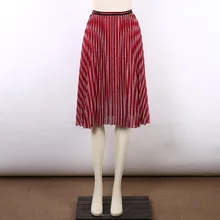 Летняя женская юбка Горячая Новая полосатая креповая плиссированная юбка средней длины плиссированная юбка с высокой талией плиссированная юбка