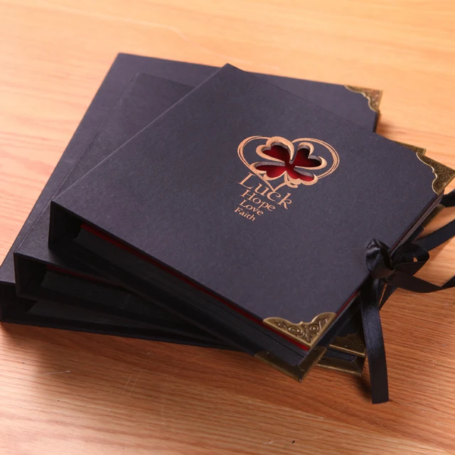 carta nera diy handmade photo album di foto album libro tipo pasta