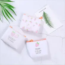 Милая ПУ, кожаная монета, кошельки, маленький кошелек, Дамский кошелек для мелочи, детская розовая клубника, мини-молния, Карманный Кошелек для монет