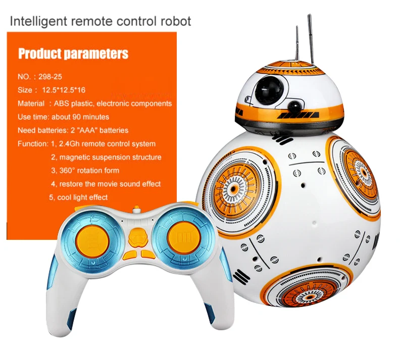 Free shipping 17cm Star Wars RC 2.4G BB 8 Robot upgrade remote control