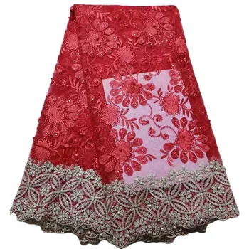 

Latest nice flowers with stones and beads apricot edge design Tulle Lace dress fabric PF13,Free shipping French Lace Fabric