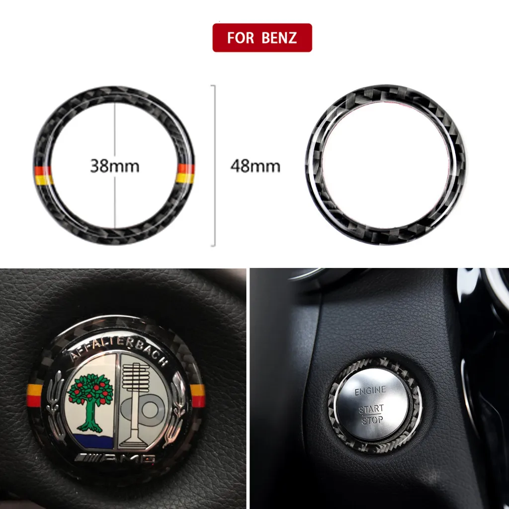 

Car Carbon Fiber Engine Start Stop Push Button Ignition Key Ring Decor Trim For BMW 3 series E90 E92 E93 E89 Z4 2019 CB