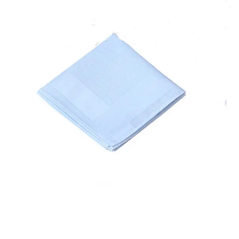 Solid Pure Color Handkerchief Cotton Women Plain Pocket Squares Hankies Gift For Girl Neck Hair Scarf Towel Soft 40*40cm 1 PC - Color: light blue