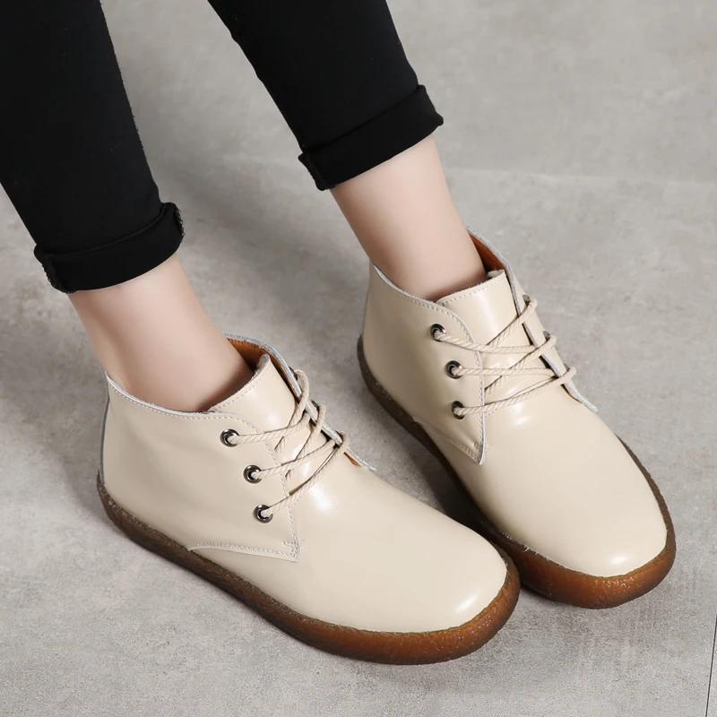 EOFK/женские ботинки сезон осень зима женские коричневые кожаные мягкие удобные