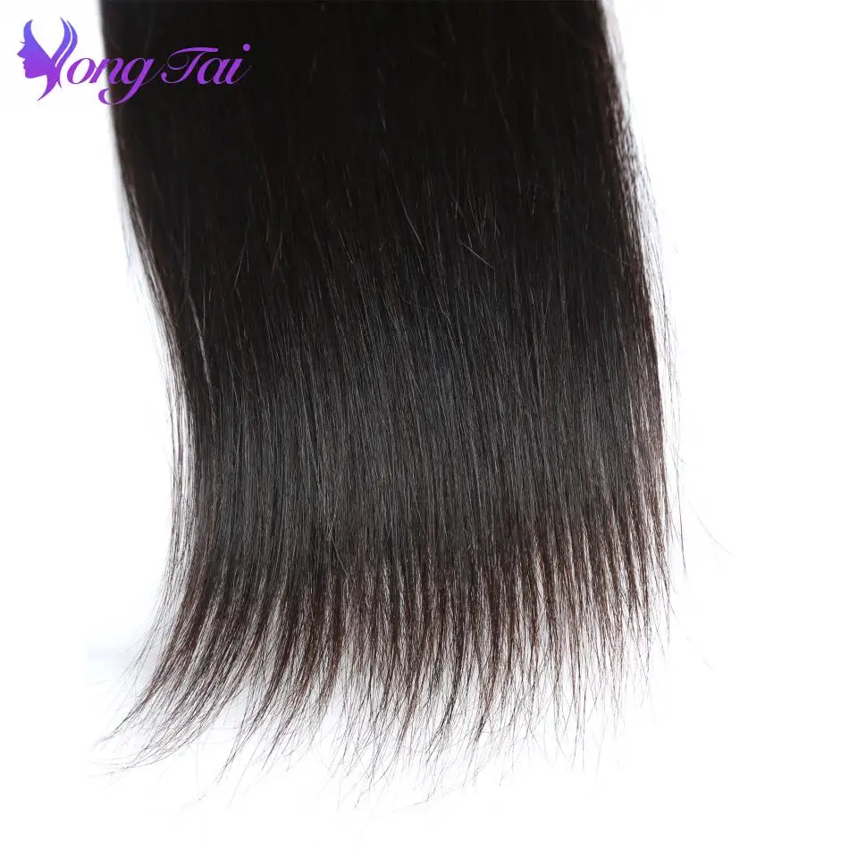 Yuyongtai кружевное лобовое Закрытие с пучками не Реми индийские прямые волосы 3 пучка и фронтальные человеческие волосы пучки с закрытием