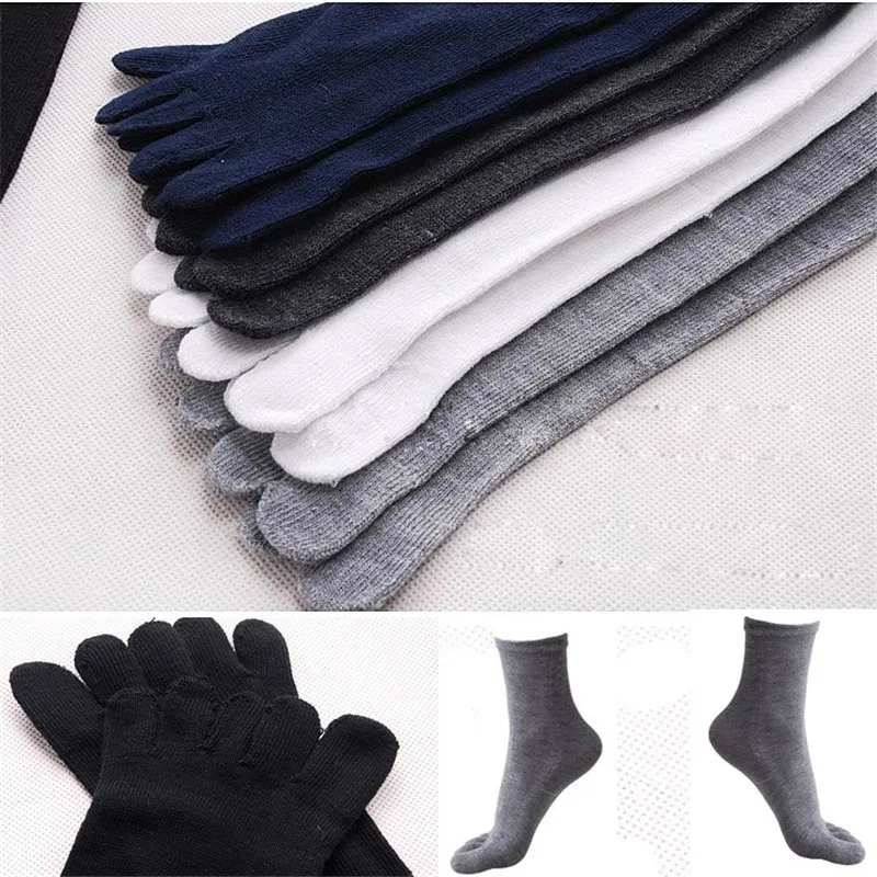 Лидер продаж, 1 пара, мягкие хлопковые мужские носки с пятью пальцами, утепленные Полиэстеровые осенне-зимние теплые забавные носки
