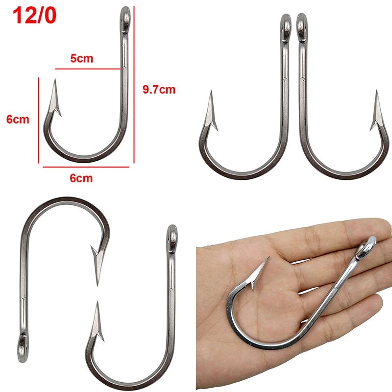 10pcs 7732 Stainless Steel Fishing Hooks Sharp Big Thick Tuna Bait