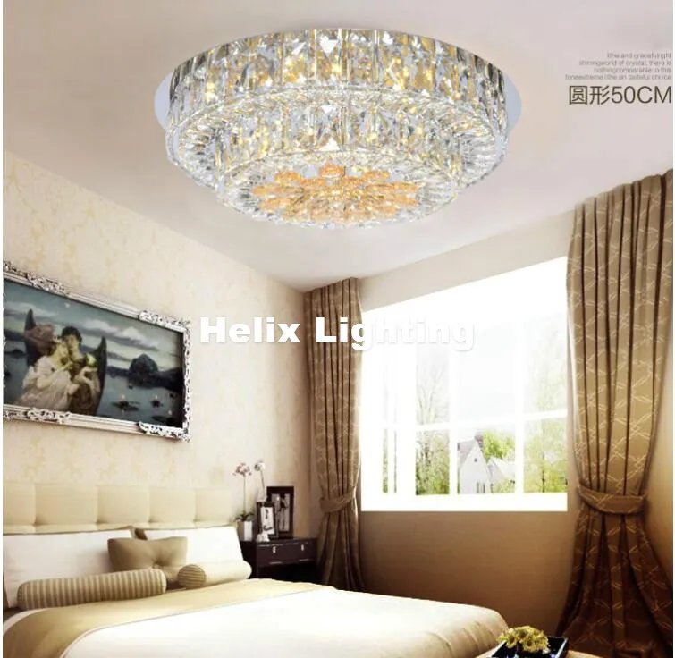 

2017 New Arrival Steel D50m LED 51W Crystal Ceiling Lamp living Room Lamp LED Ceiling Bedroom Corridor lighting AC 110-240V Lamp