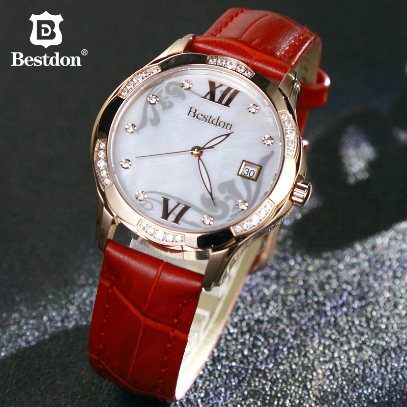 

Bestdon Luxury Rhinestone Women Watches Sapphire Crystal Diamond Ladies Wristwatch Fashion Quartz Leather Switzerland Brand 2019