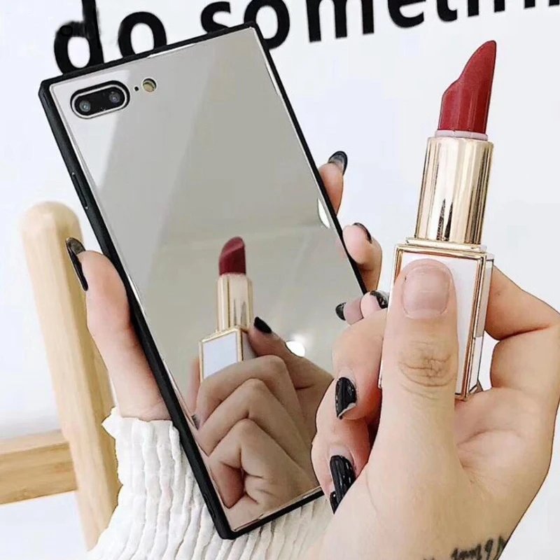 Роскошный квадратный стеклянный чехол для телефона iPhone 11Pro X XR XS MAX зеркальная