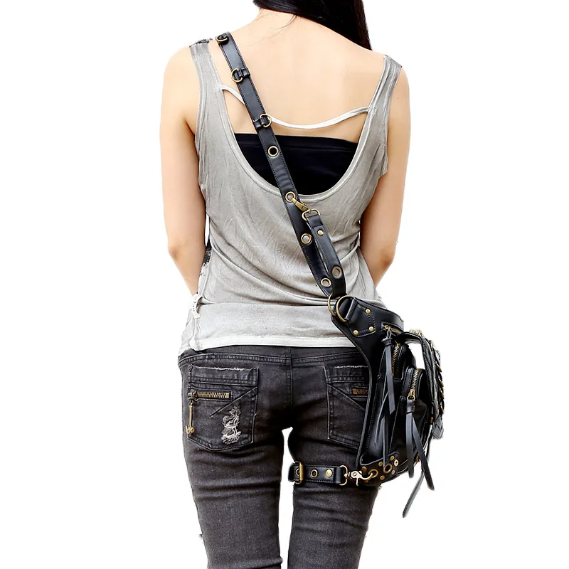 Steampunk Top Quality Black Leather Women Waist Bags Leg Bag Thigh Belt Motorcycle Ride Punk Rock Messenger Shoulder Pack Steampunk Top Quality Black Leather Women Waist Bags Leg Bag Thigh Belt Motorcycle Ride Punk Rock Messenger Shoulder Pack