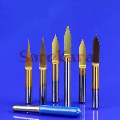 

5PCS 3.175*0.3mm 45 Degree Woodworking Tungsten Coated Flat Bottom Bit Knife V Carbide Engraving Bits CNC Router Tool
