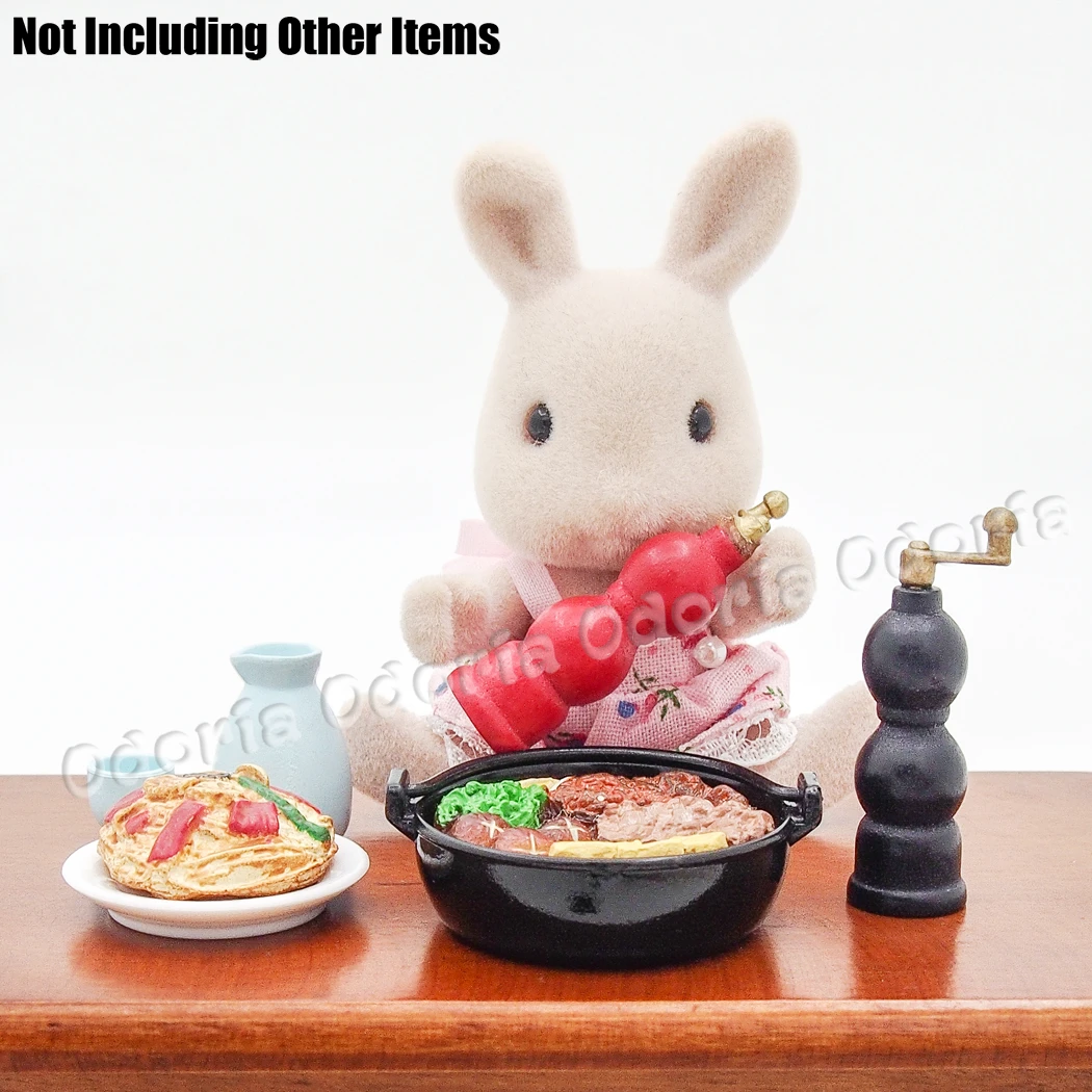 Odoria 1:12 Miniature 2PCS Wooden Salt Pepper Seasoning Grinder Dollhouse Kitchen Accessories - Image 5