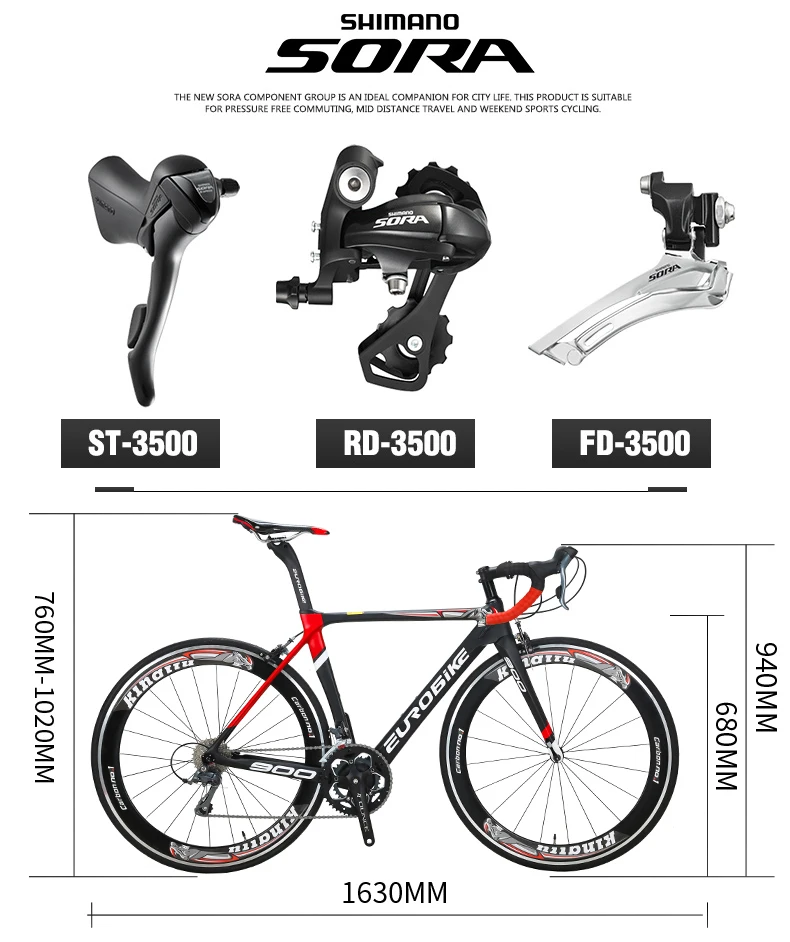 Sale EUROBIKE 50CM Carbon Frame   700C Racing BicycleEurobike 18 Speed Road Bike 2