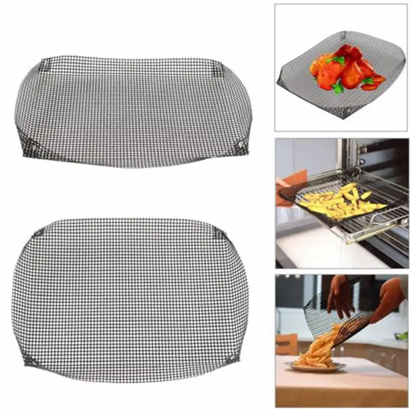 2pcs Mesh Grilling Basket Heat-resistant Nonstick Frying Basket Strainer Fryer Kitchen Cooking Tool French Fries
