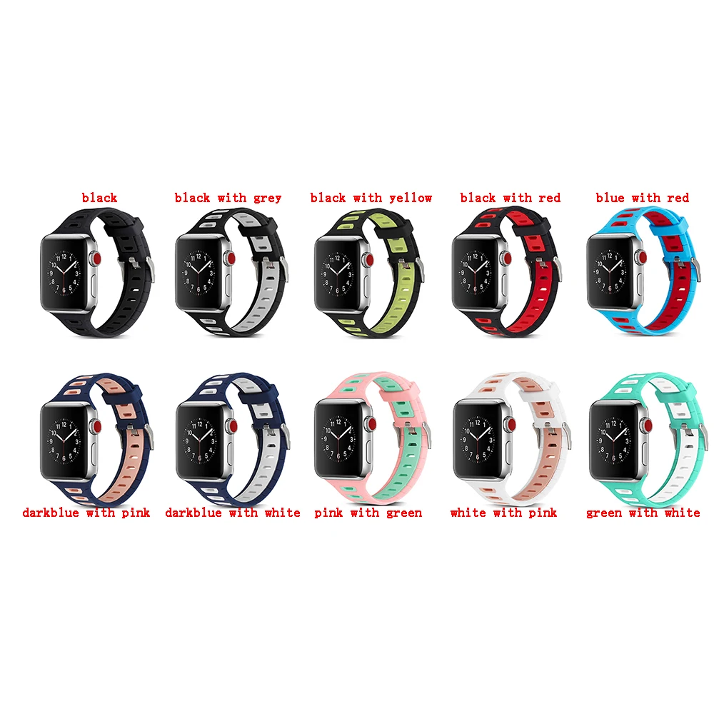 

CARLYWET 38 42mm Wholesale High Quality Sport Smart Silicone Rubber Replacement Watch Band Strap Belt for Apple Watch iWatch