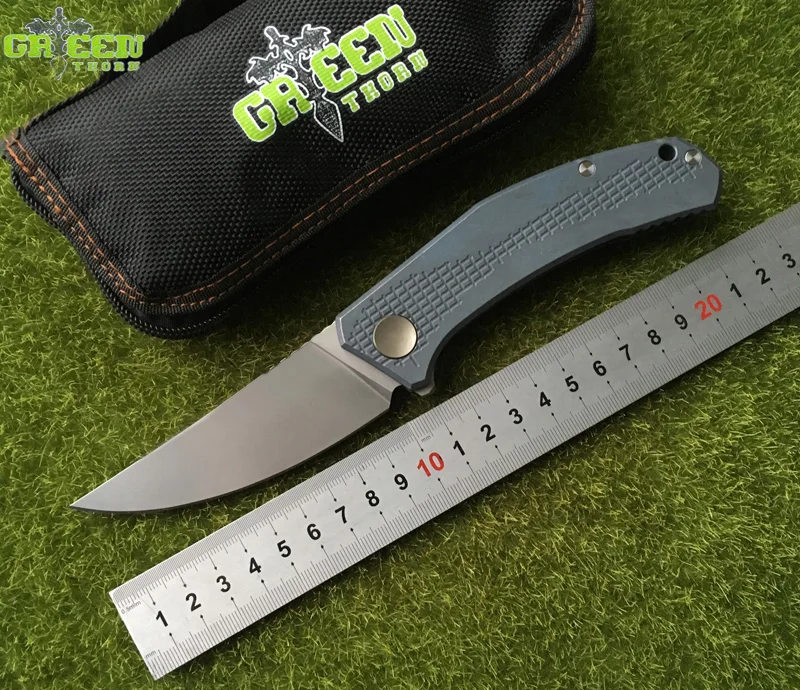 

Green thorn JEANS Flipper folding knife m390 steel TC4 Titanium handle outdoor camping hunting pocket kitchen knives EDC tools