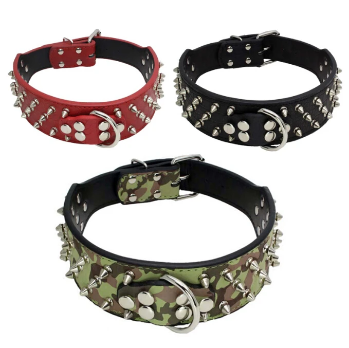 Adjustable Camouflage Collars Pet Cat Dog PU Leather Rivet Spiked