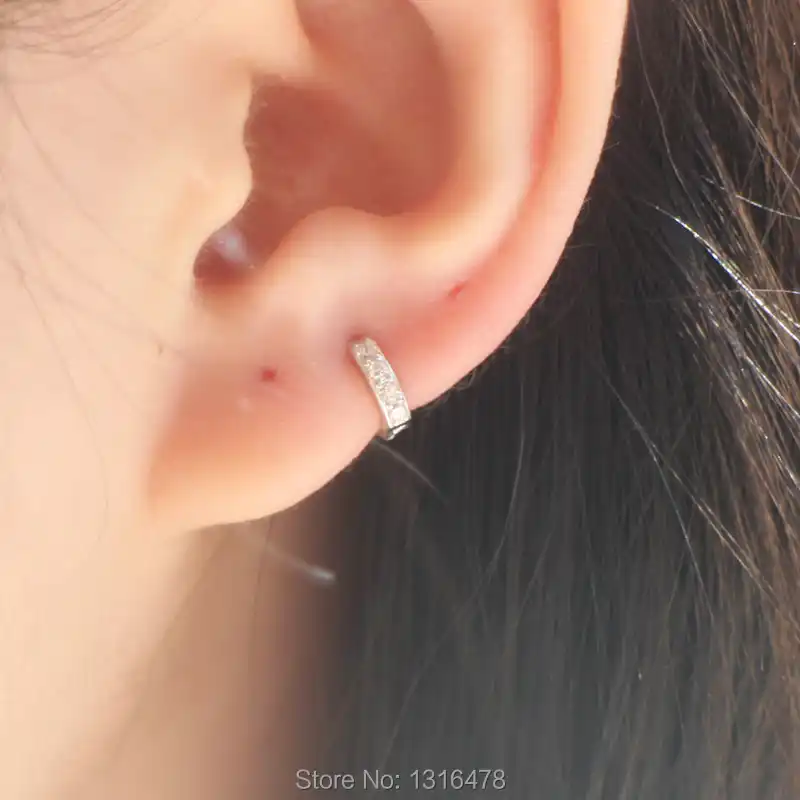Новый 925 серебро серьги моды небольшой уха кости серьги многорядная Пряжка Белый Черный Простой девочка мальчик серебряные серьги украшения
