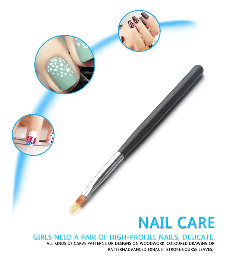 French Tip Nail Brush Silver Black Handle Acrylic Painting Drawing Pen