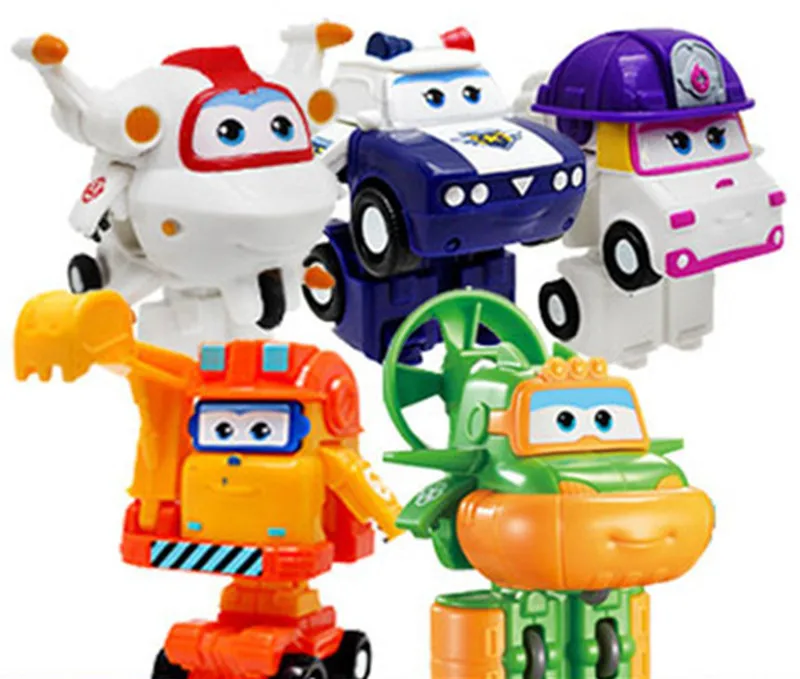 

5pcs/set Mini Super Wings ABS Robot Toys Action Figures Super Wing Transformation Jet Animation Children Kids Gift with box