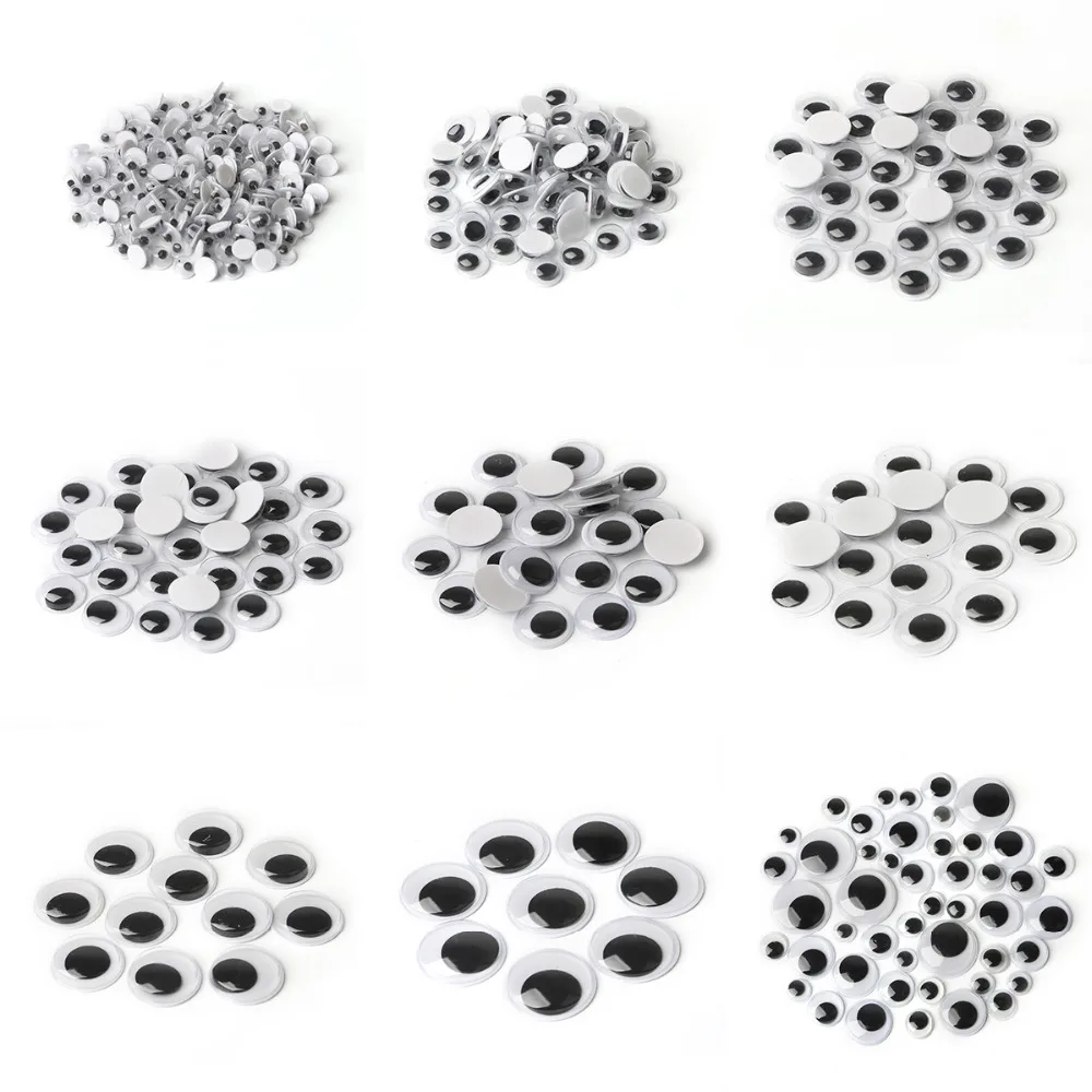 Self-adhesive Wiggly Googly Eyes Kids Toys Dolls Accessories for DIY Craft Scrapbooking Decoration 4-24mm