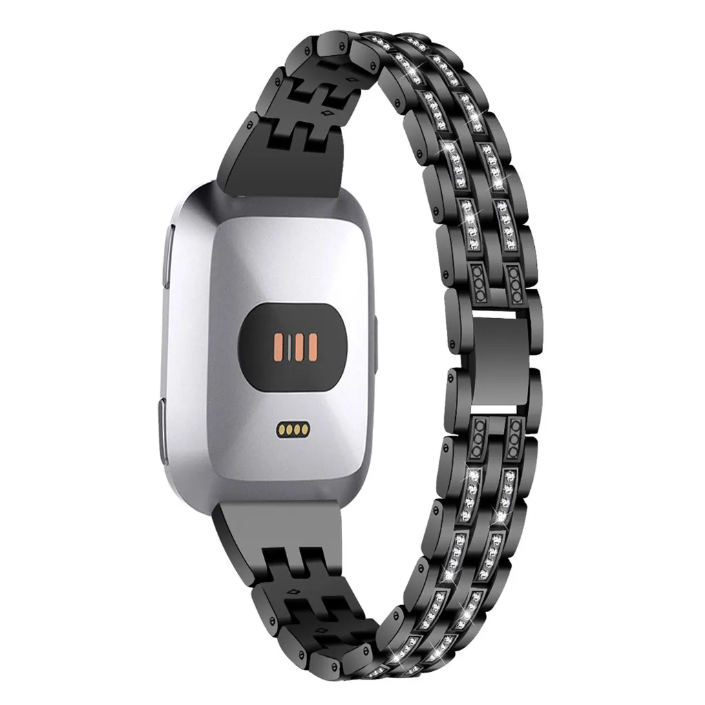 Smartwatch Smartband ремешок Мода замена кристалл металлический ремешок для часов Ремешок Для Fitbit Versa Смарт часы ремни браслет