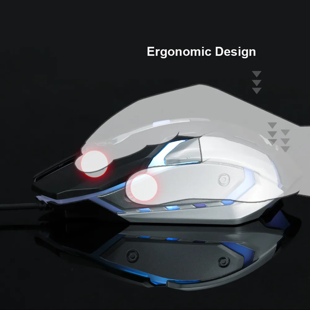 VOBERRY металлическая пластина профессиональная игровая мышка 3200 dpi оптическое издание инженерный дизайн человека светодиодный фонарик