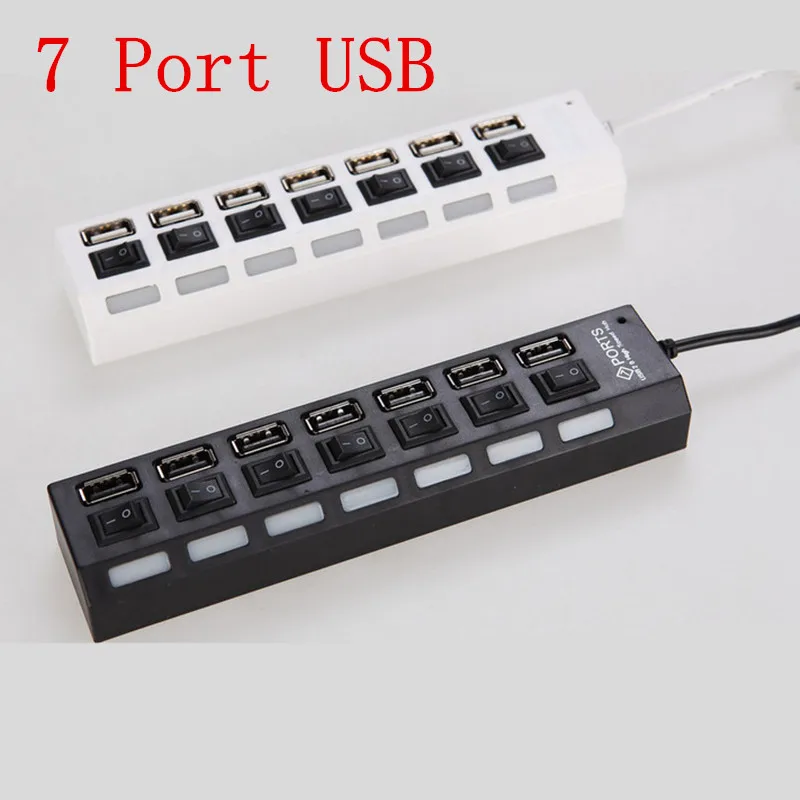 Mini USB High Speed LED 7-Port 7 Port HUB Sharing Switch For iphone Mobile Phones PC Bluetooth Speakers Black/white | Мобильные