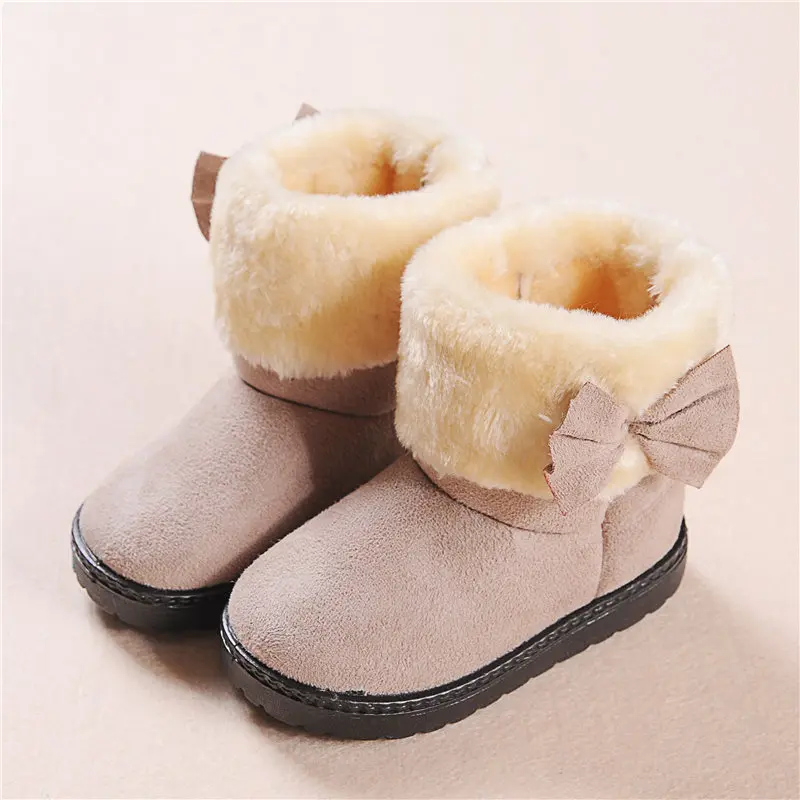 

Winter Girls Boots Warm Kids Boots Snow Boot for Child Shoes Butterfly-knot Fur Plush Soft Bottom Chaussure Fille Cute Bota Nina