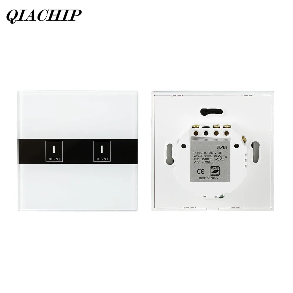 QIACHIP WiFi Smart Switch 2CH Wall Switch Work with Alexa Google Home Timing Function APP Remote