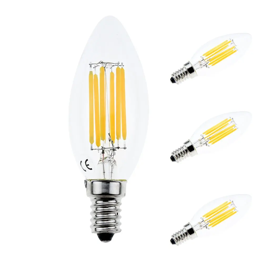 

Bonlux 6W C35 Edison Candelabra LED Filament Bulbs Chandelie LED Bulb E14 Decorative Candle Light Bulb 60W Halogon Equivalent