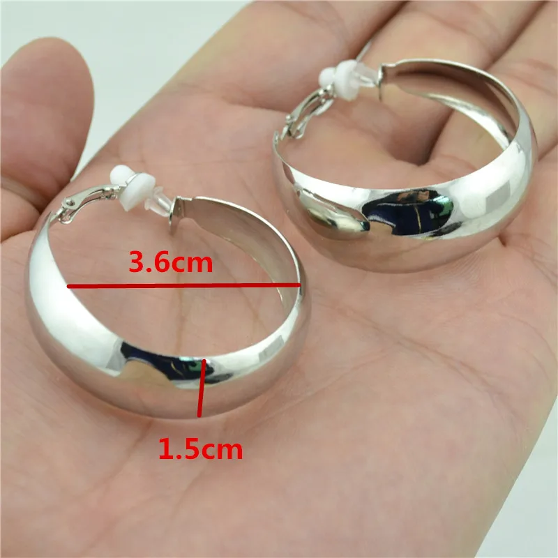 Clip On Earrings for Women No ear holes to wear Painless Not allergic Big Circle C-shaped Exaggerated Personality Trendy Fashion 4
