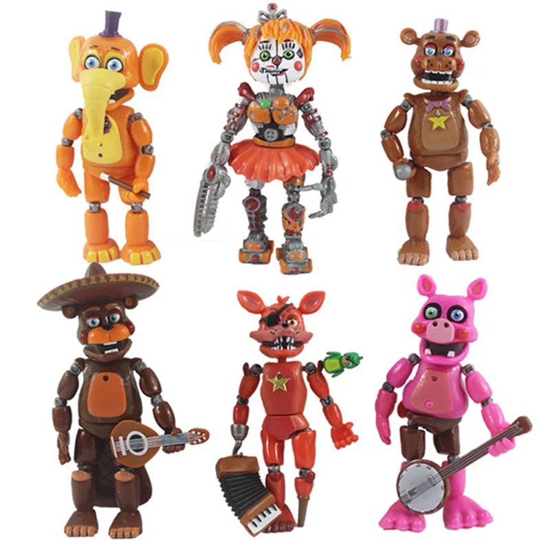 

6pcs/set 13-15cm NEW Lighting PVC Five Nights At Freddy's Action Figure FNAF Bonnie Foxy Freddy Fazbear Bear Doll