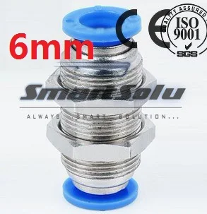 

Free Shipping 10X PM 6MM - 6MM Bulkhead Straight Union , Pneumatic Push in One Touch Quick Fitting Connector
