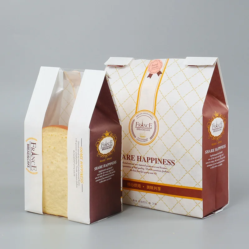 100 x France Tower Clear Window Kraft Bread Bags Food Grade Bread Toast