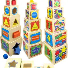 Candice guo Деревянные Монтессори игрушка в форме мудрых сочетаний красочная коробка башня Блок игра ребенок развивающий день рождения набор рождественских подарков