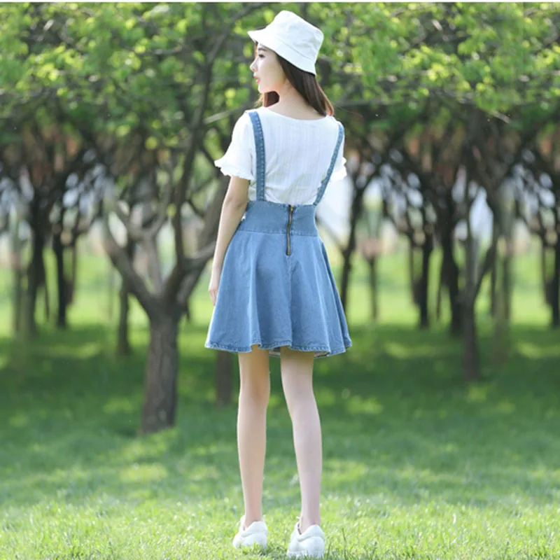 Denim Sundress Denim Dress Women Party Dresses Brazil 2018 Summer Korean Lolita Vestidos Ukraine Robe Femme Vestido Jeans Skater
